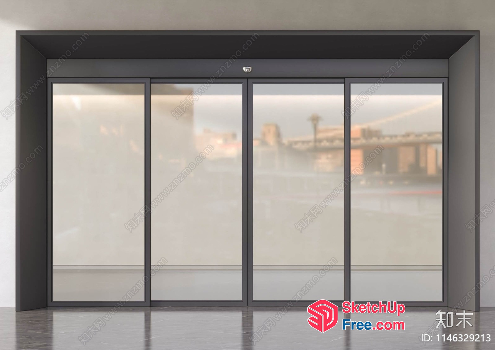 Glass Curtain Wall With Elevator And Stairs 3D SketchUp File