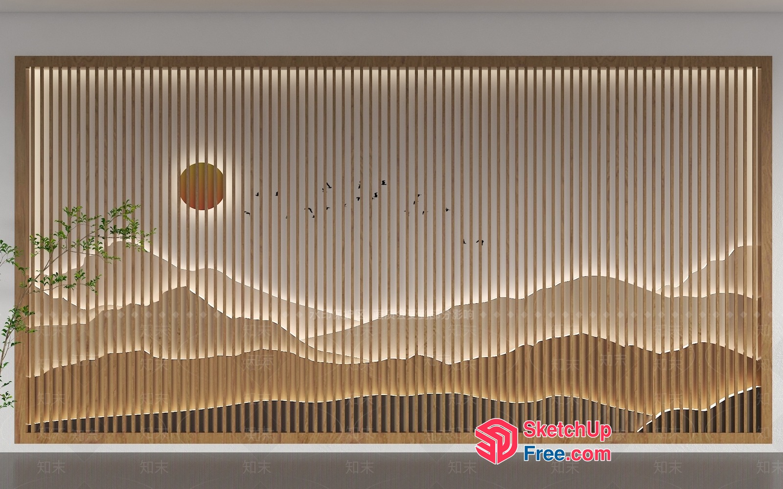 Japanese-Inspired Landscape Artwork 3D SketchUp File