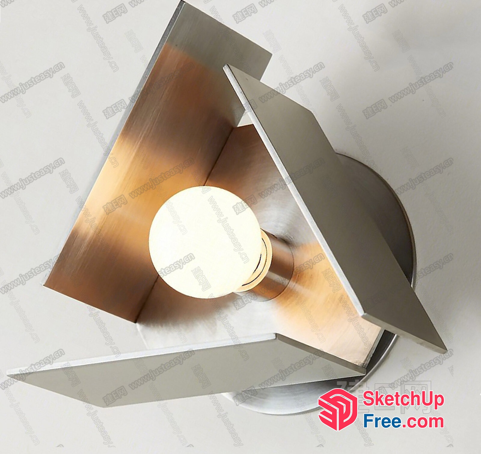 Modern Silver Light Fixture With White Glass Ball 3D SketchUp File