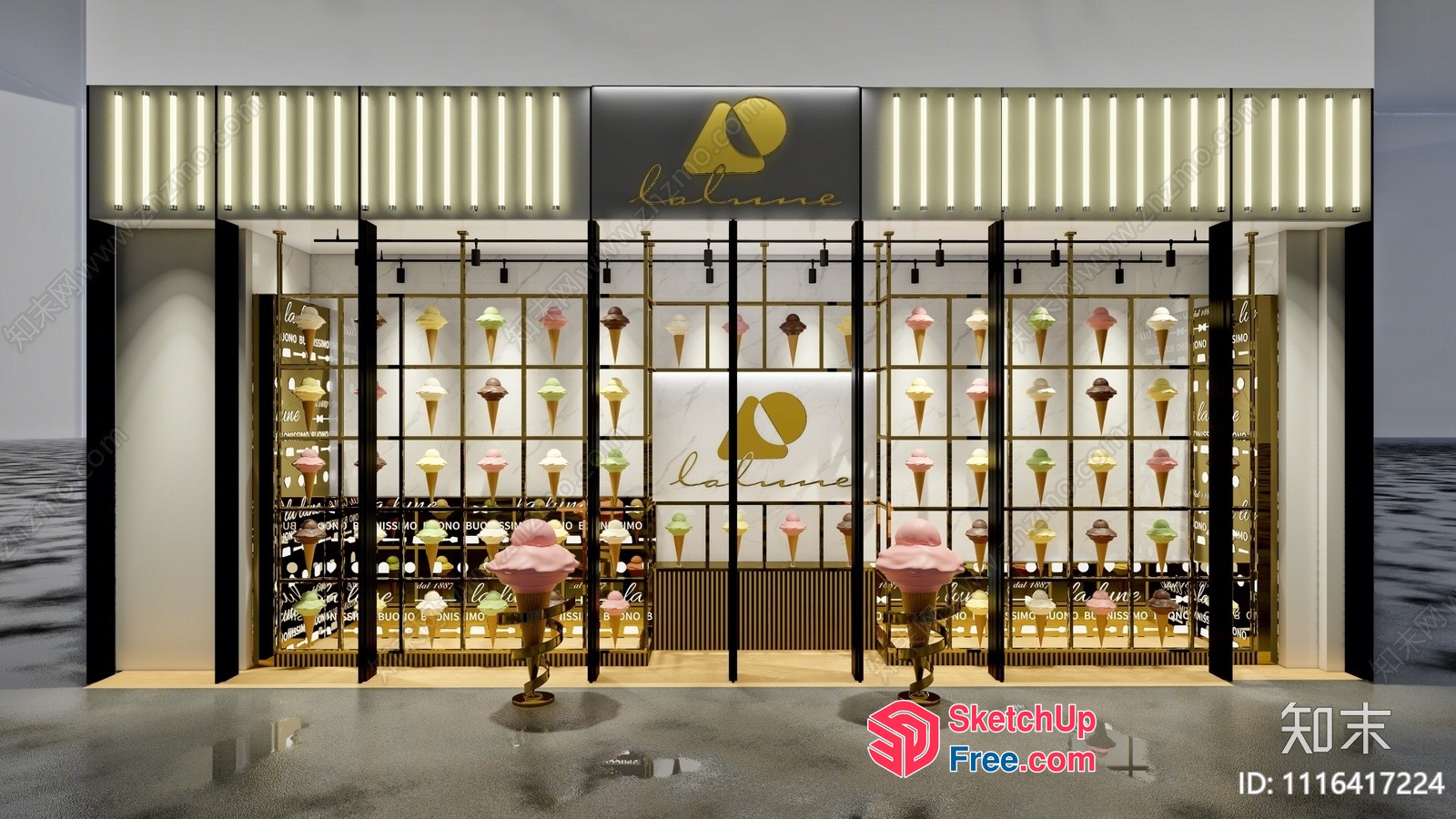 Ice Cream Shop Interior 3D SketchUp File