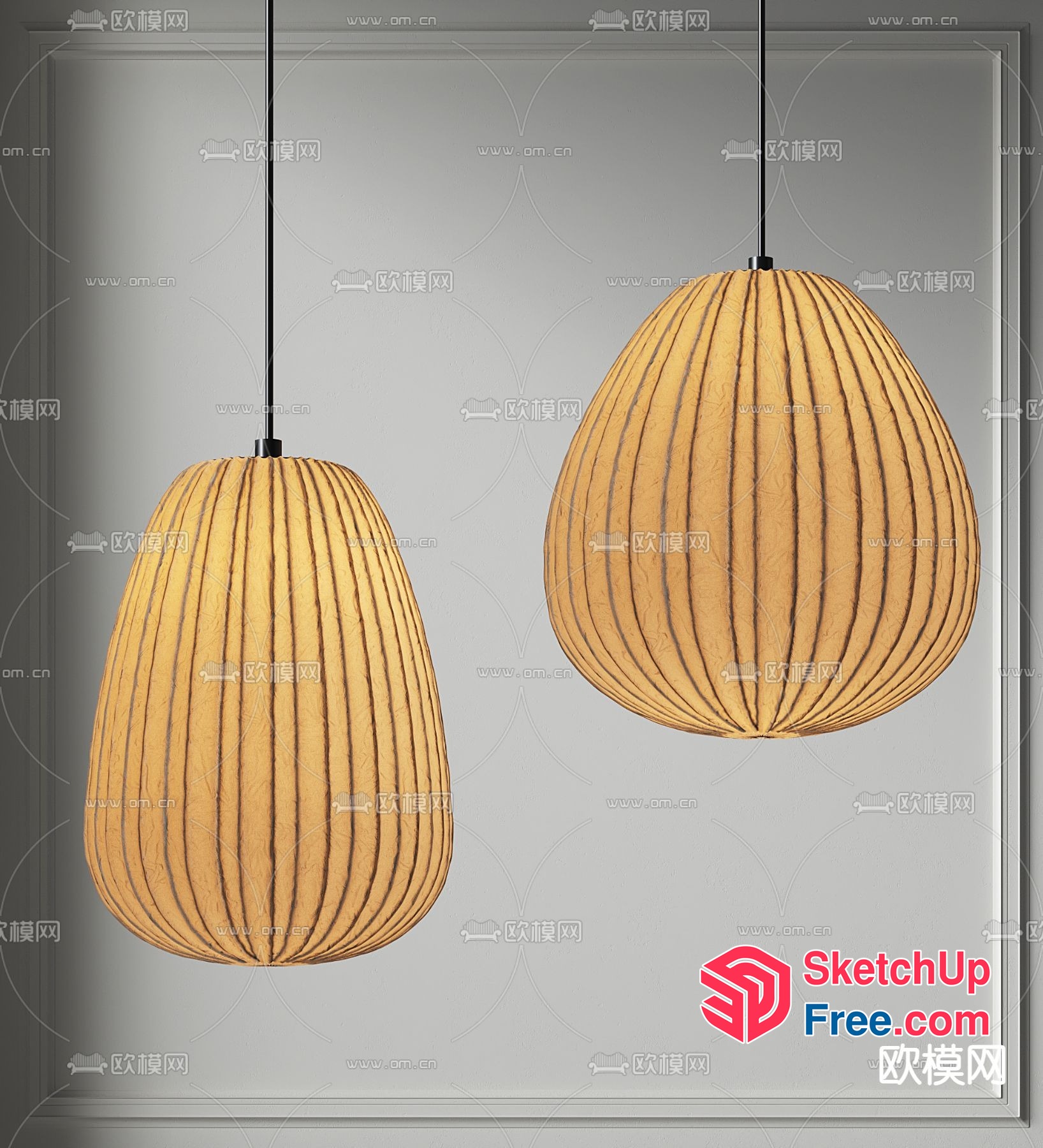 Elegant Hanging Lamps With Vertical Stripes 3D SketchUp File