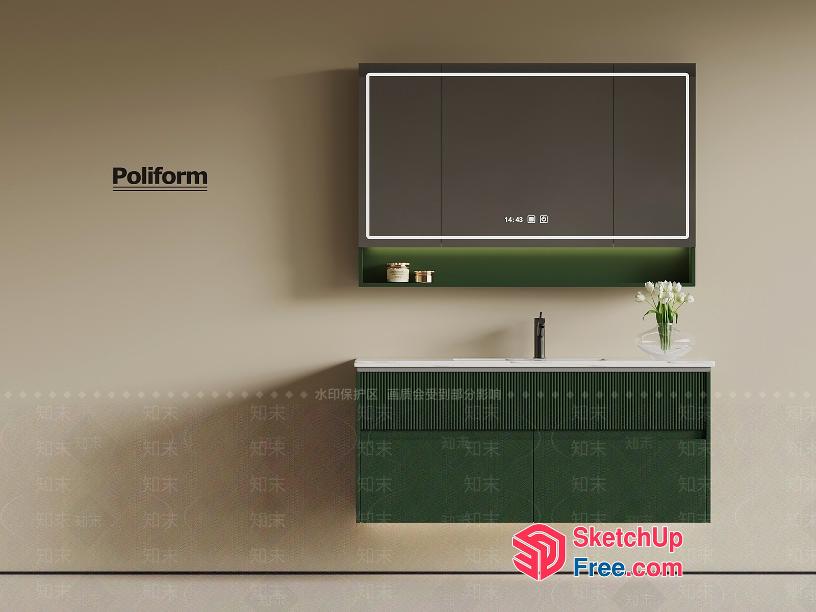 Modern Bathroom Vanity And Mirror 3D SketchUp File