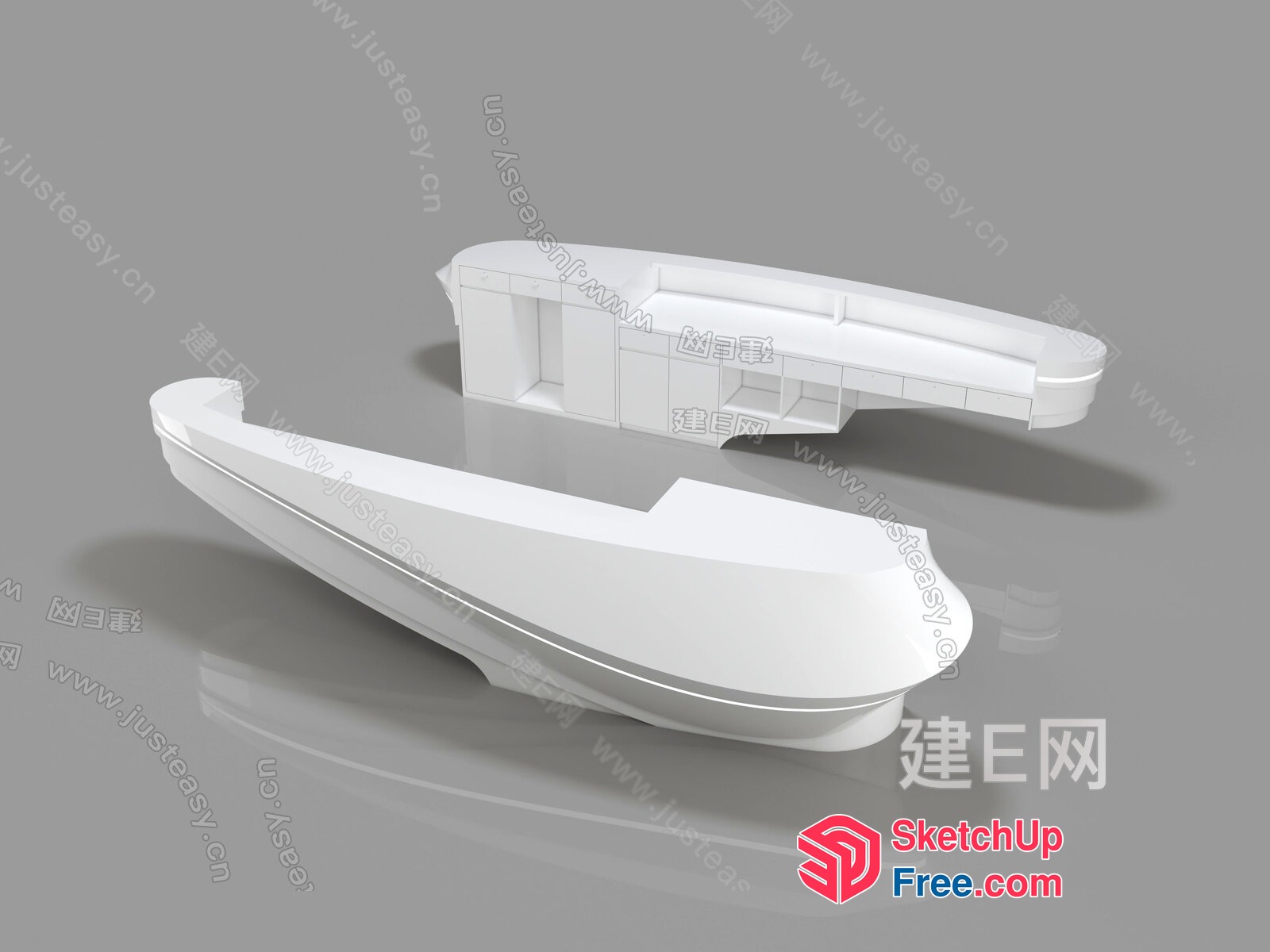 A Sleek And Modern White Boat With A Sleek Interior 3D SketchUp File