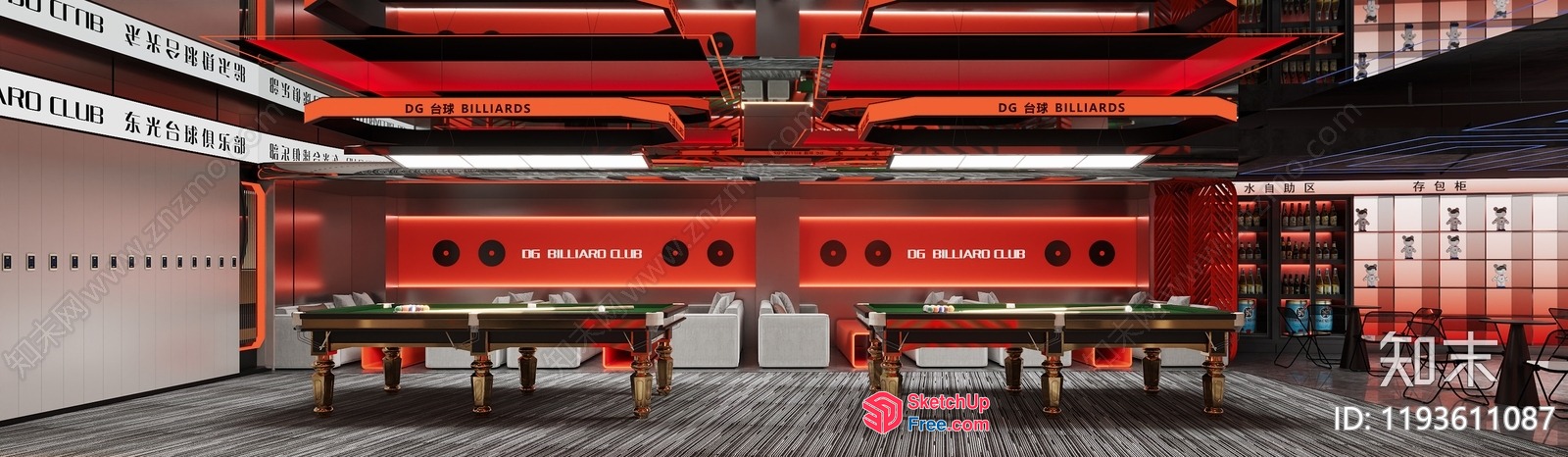 Modern Billiard Club Interior Design 3D SketchUp File