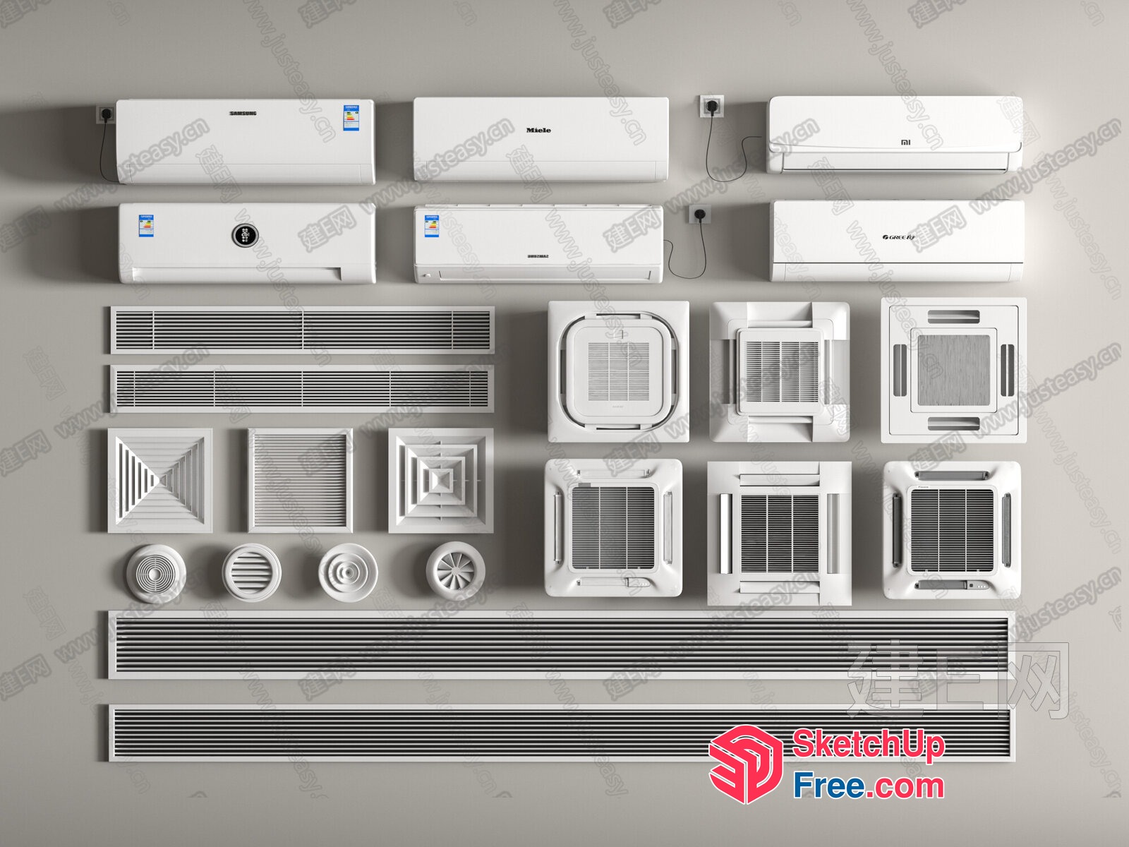 White Wall Decorative Air Conditioning Units 3D SketchUp File