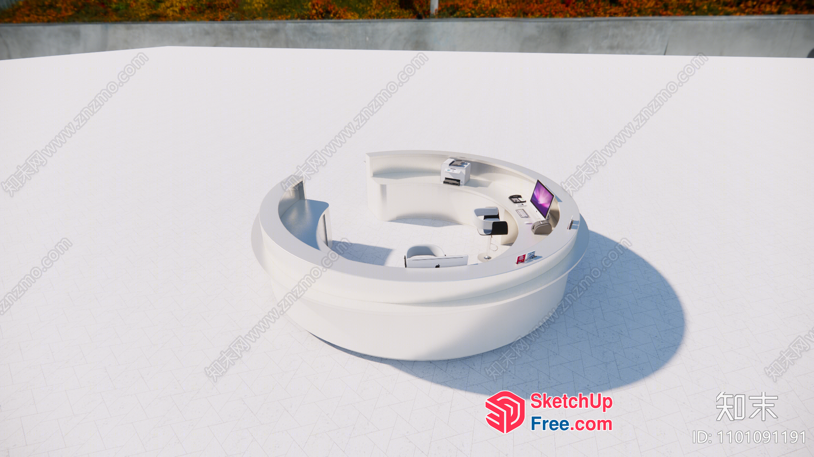 White Modern Minimalist Office Space 3D SketchUp File