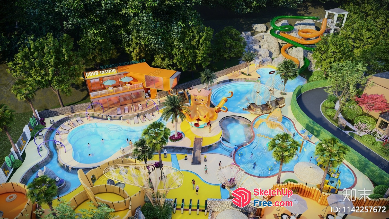 Tropical Resort Waterpark 3D SketchUp File
