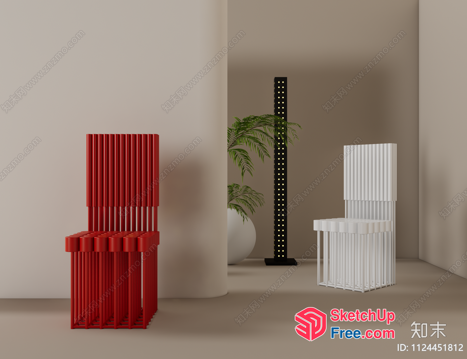 Modern Minimalist Interior Design Furniture Showcase 3D SketchUp File
