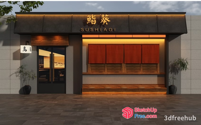 Sushi Restaurant Exterior 3D SketchUp File