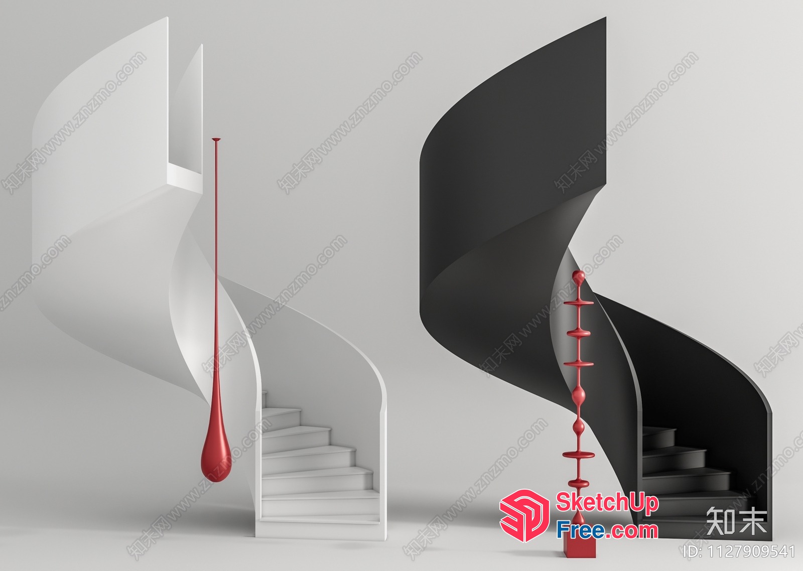 Minimalist Modern Spiral Staircase Design 3D SketchUp File