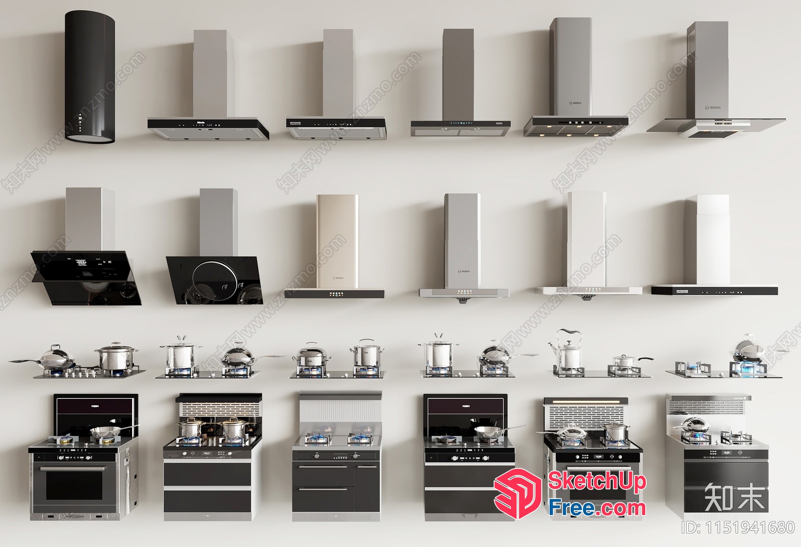 Kitchen Appliances And Cookware Display 3D SketchUp File