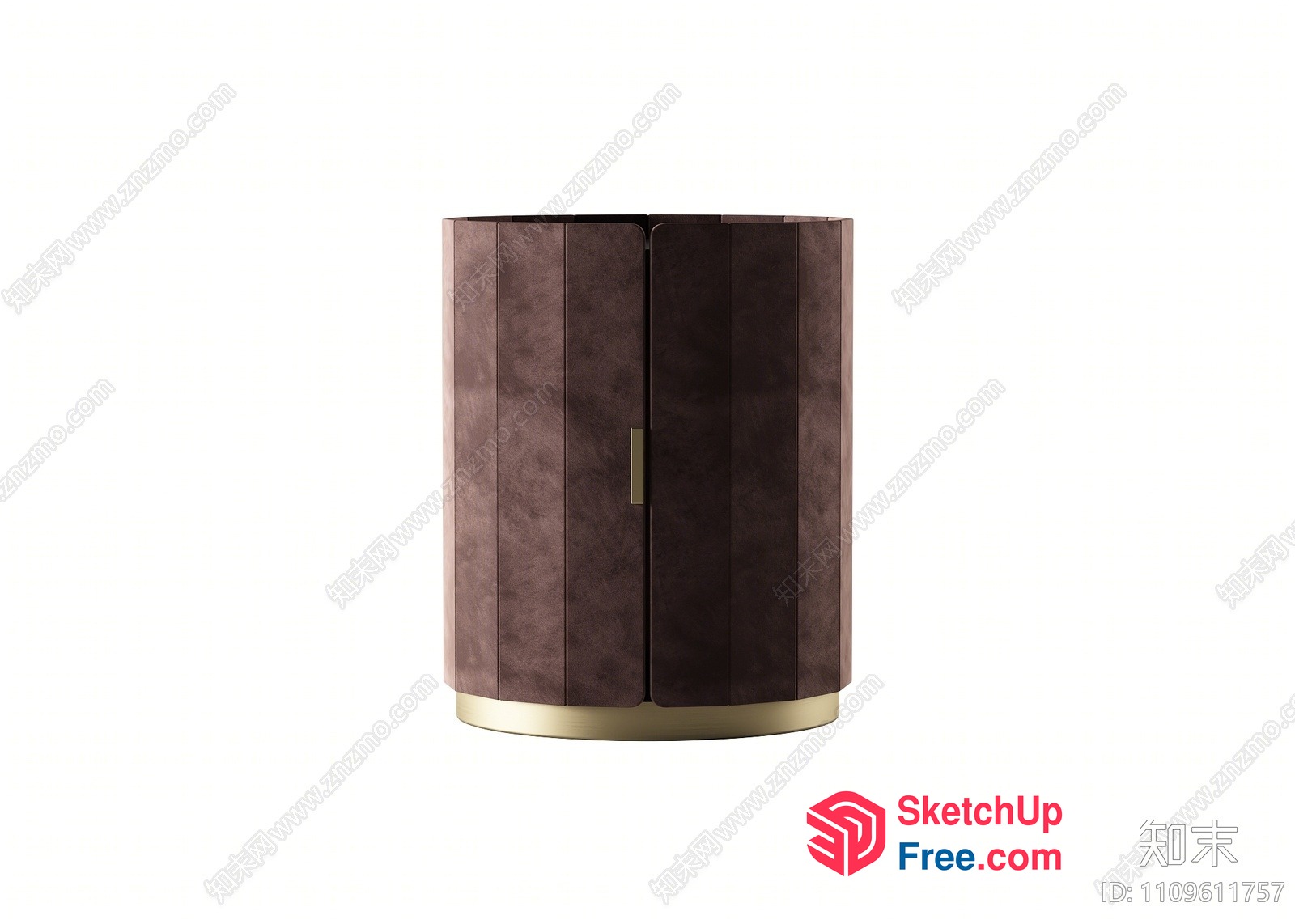 Elegant Round Brown Cabinet With Gold Base 3D SketchUp File