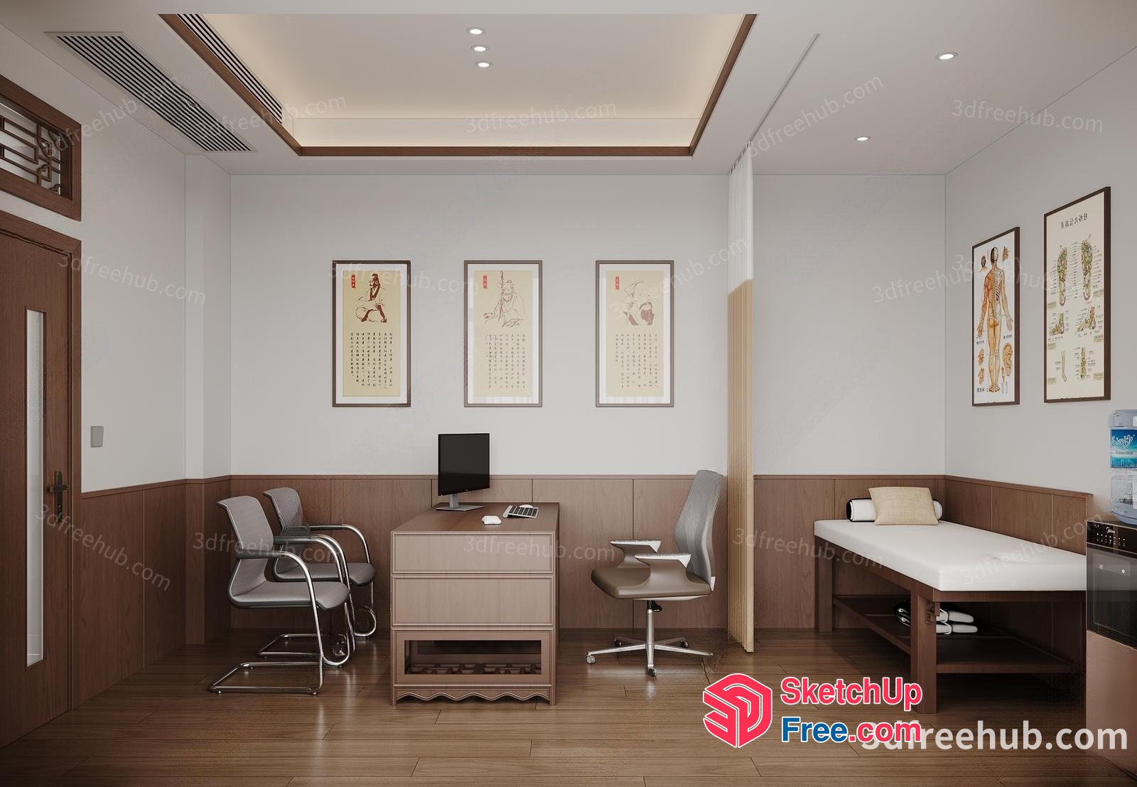 Office Room With Desk And Chairs 3D SketchUp File