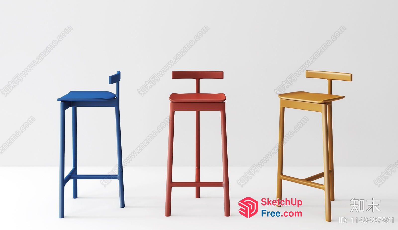 Modern Bar Stools With Backrests 3D SketchUp File