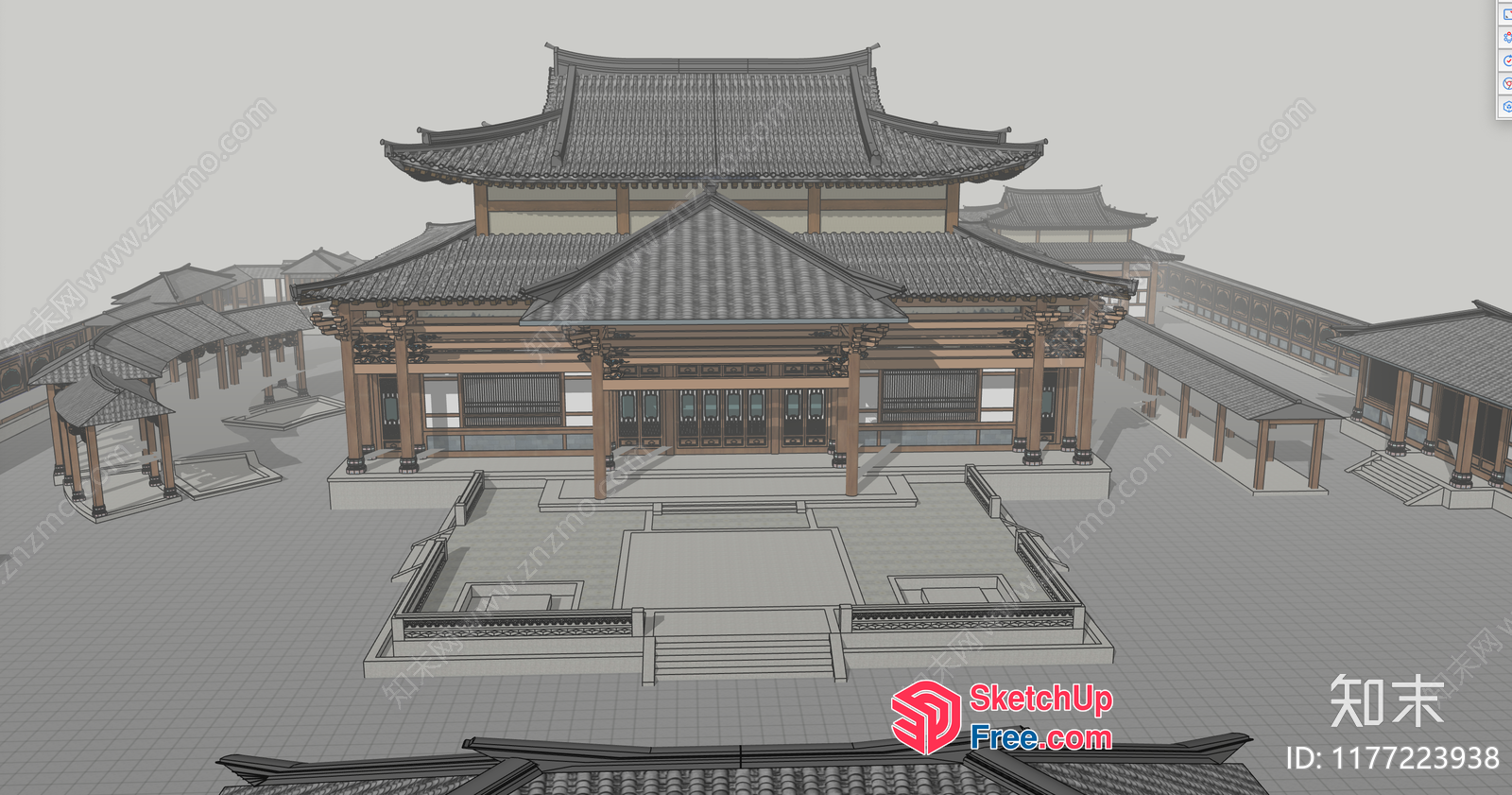 Traditional Asian Building Exterior 3D SketchUp File