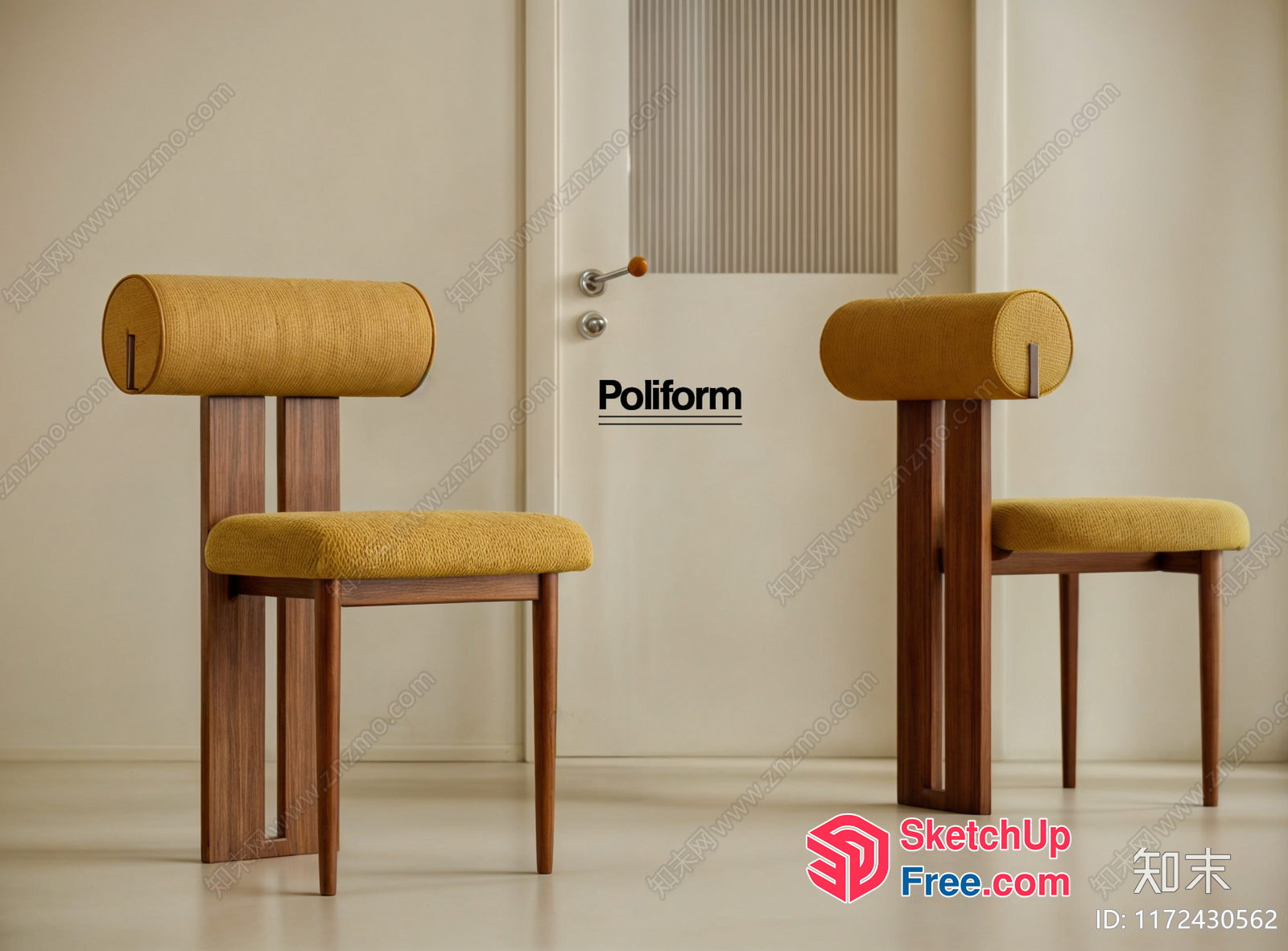 Modern Minimalist Poliform Dining Room Chairs 3D SketchUp File