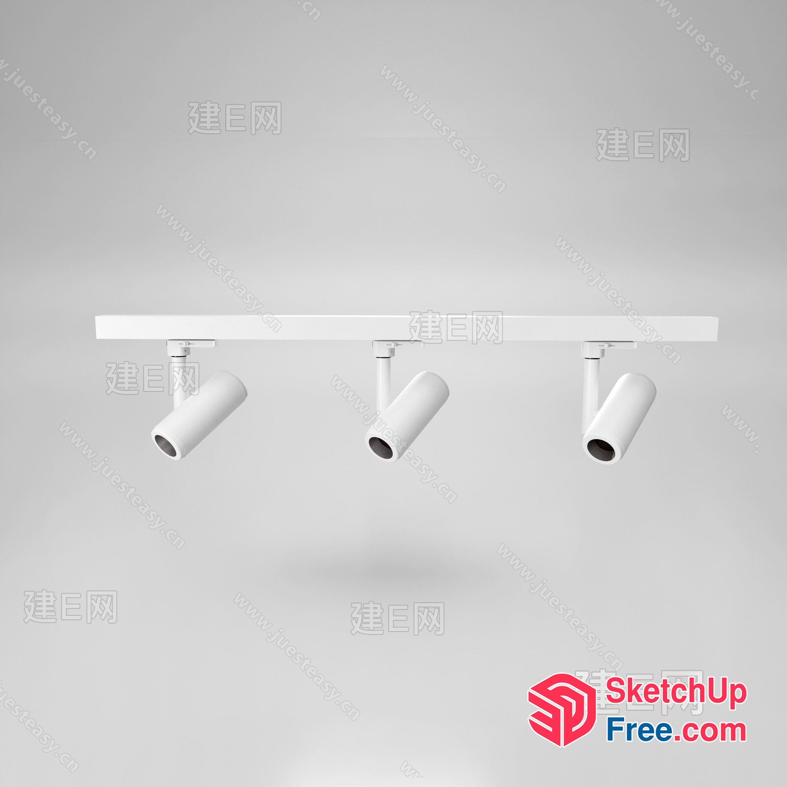 Three Track Lighting Fixtures On A White Bar 3D SketchUp File