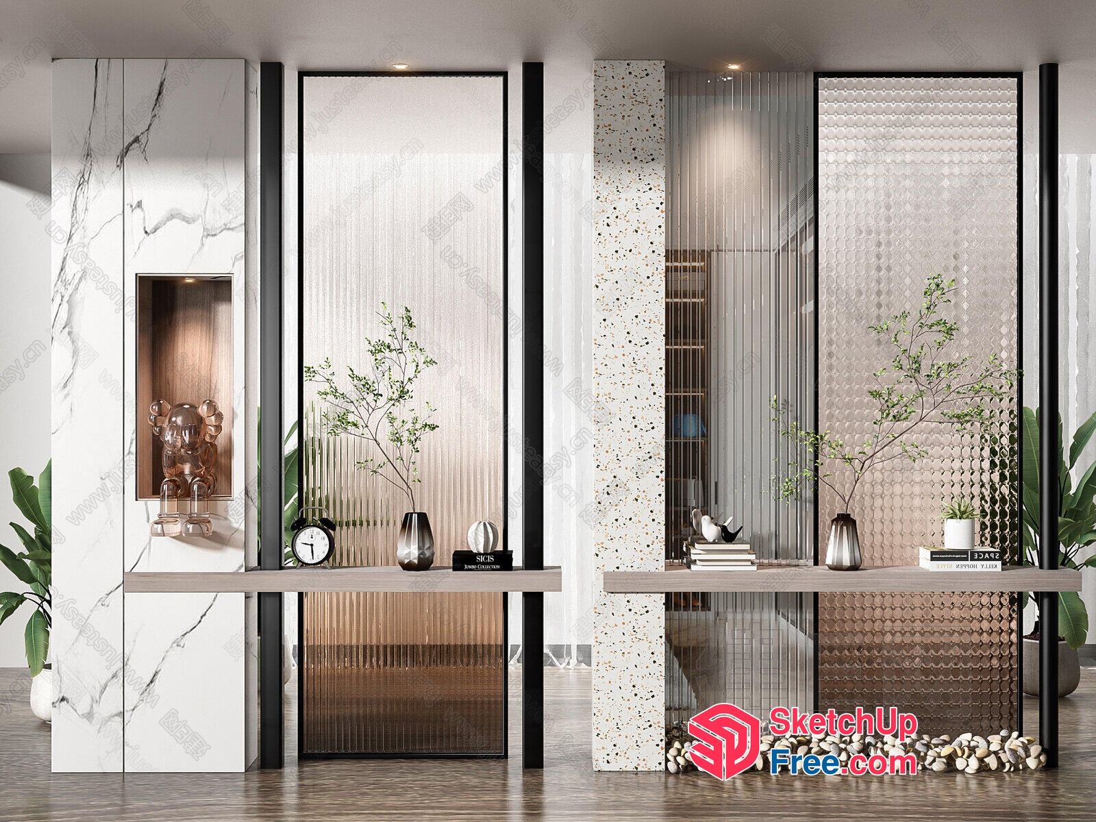 Modern Minimalist Glass Curtain Wall Interior 3D SketchUp File