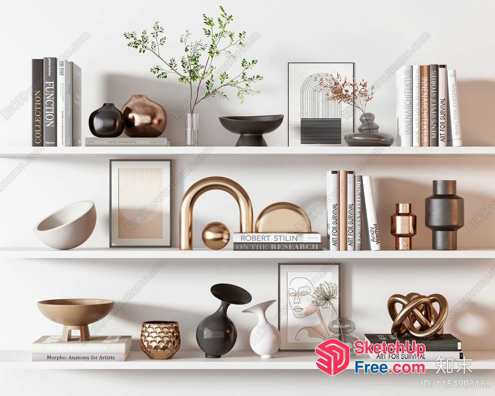 Decorative Shelf With Artistic Accents And Modern Style 3D SketchUp File
