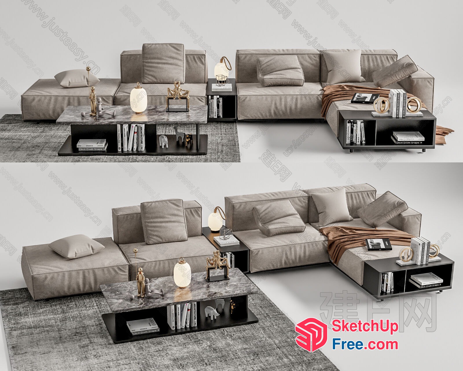 Modern Living Room Furniture Set With Neutral Tones And Minimalist Style 3D SketchUp File