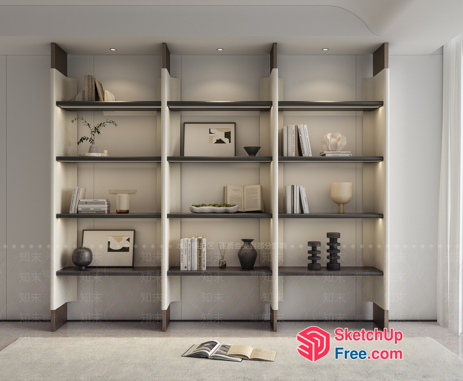Modern Minimalist Shelving Unit With Ambient Lighting 3D SketchUp File