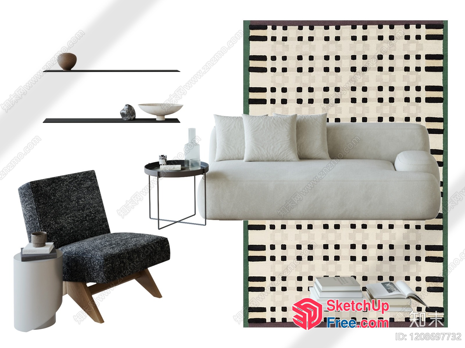 Modern Minimalist European Style Living Room Furniture Collection 3D SketchUp File