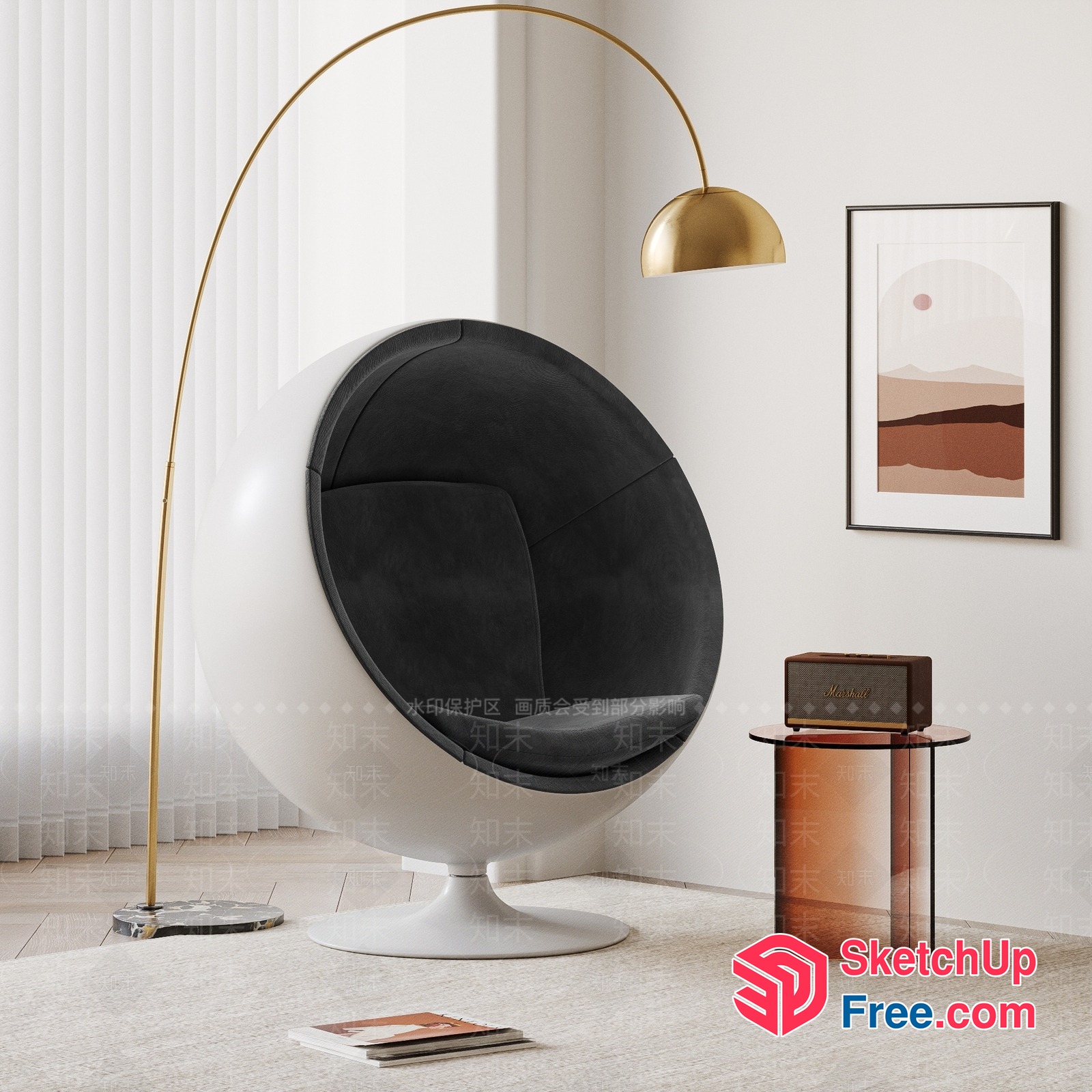 Elegant Minimalist Living Room With Modern Decor 3D SketchUp File