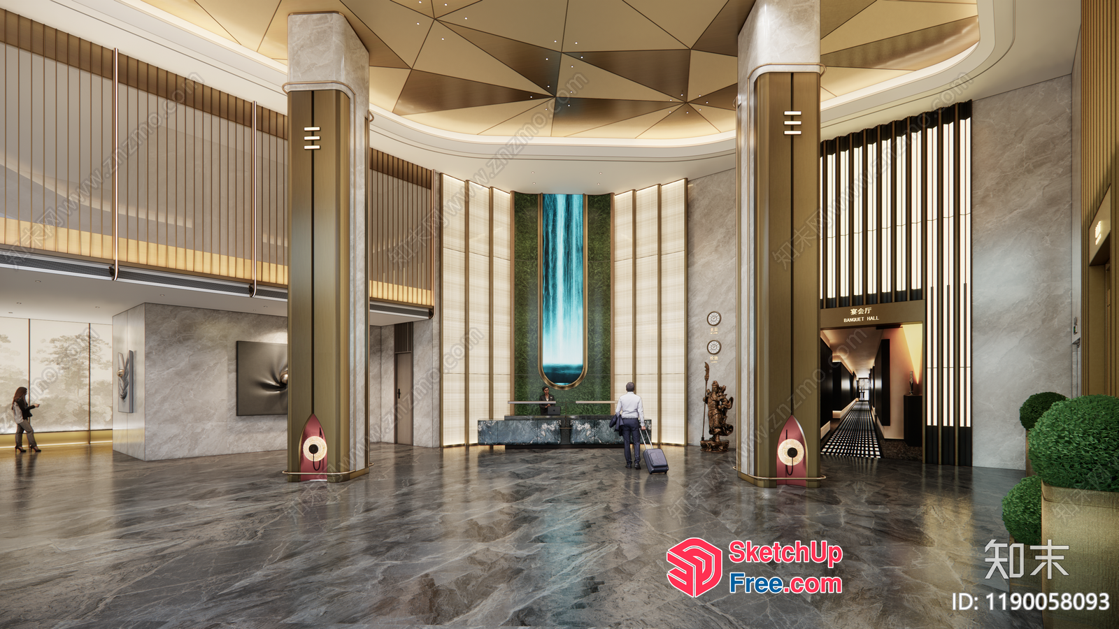 Elegant And Modern Hotel Lobby 3D SketchUp File
