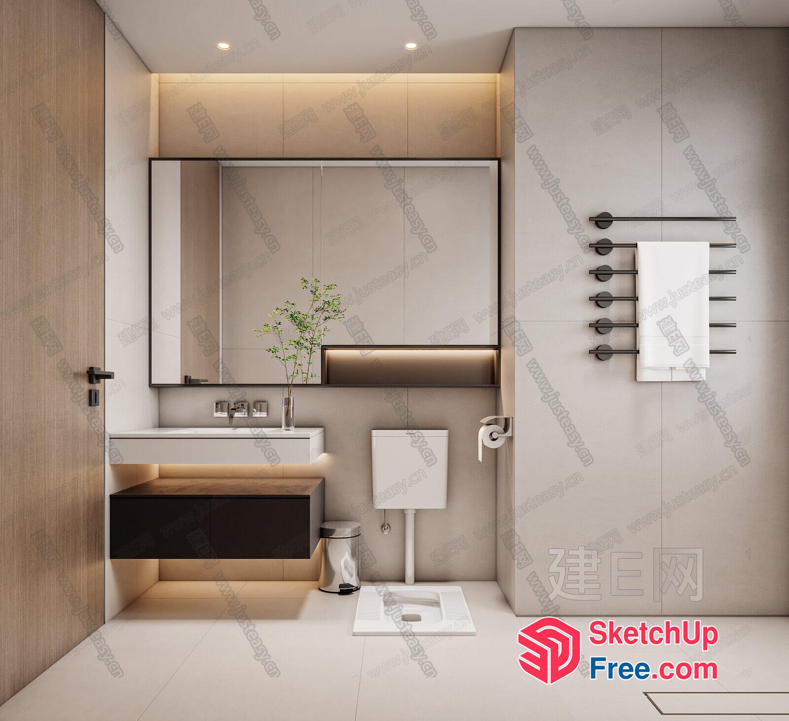 Modern Bathroom Interior With Clean Lines And Neutral Tones 3D SketchUp File