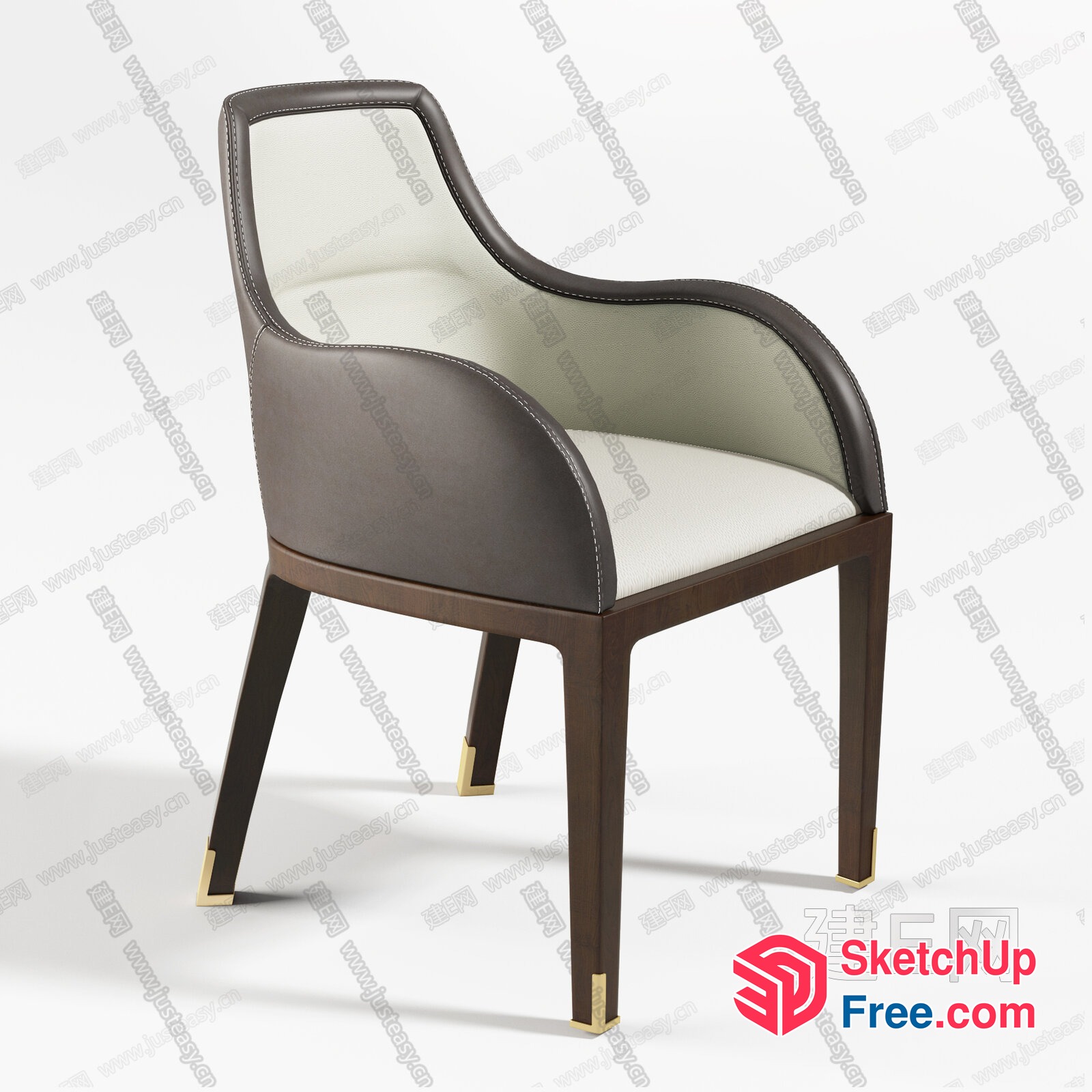 Modern Leather And Fabric Accent Chair 3D SketchUp File