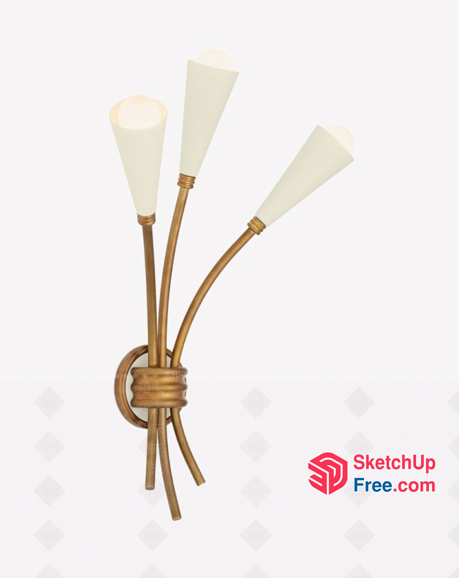 Elegant Gold And White Wall Light Fixture 3D SketchUp File