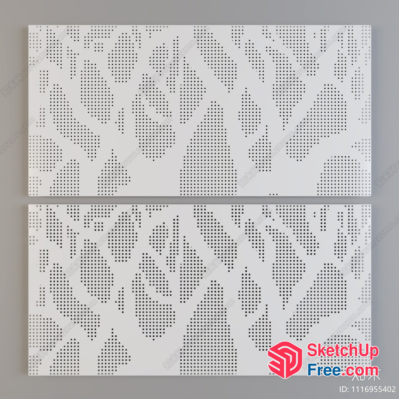 Perforated White Wall Panels 3D SketchUp File