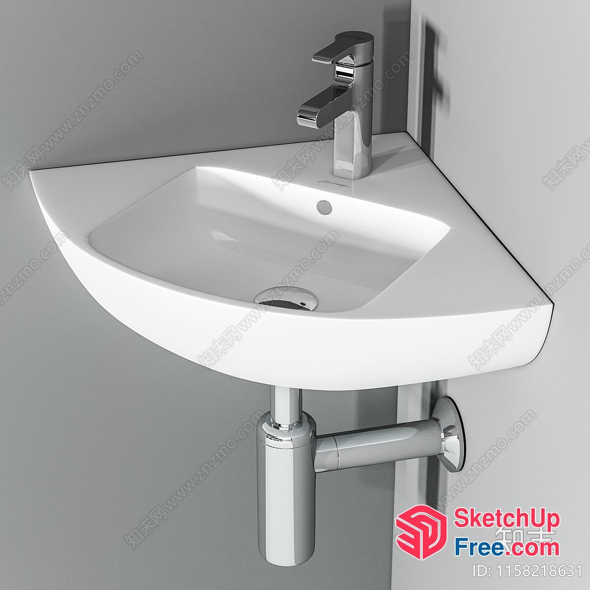 Modern White Sink And Faucet 3D SketchUp File