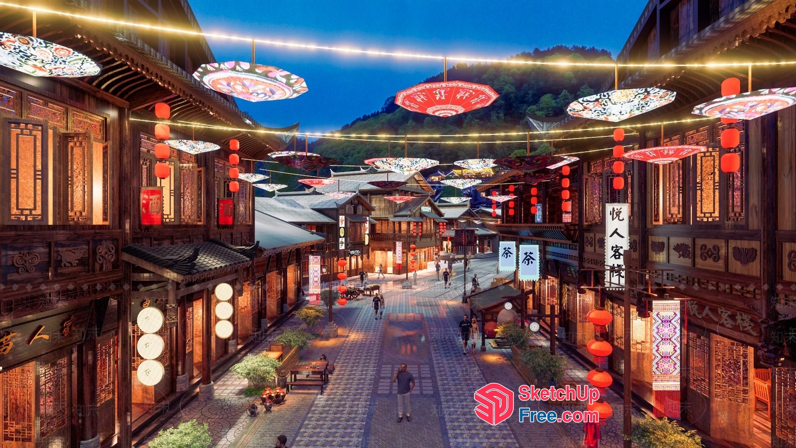 Traditional Chinese Street Market 3D SketchUp File