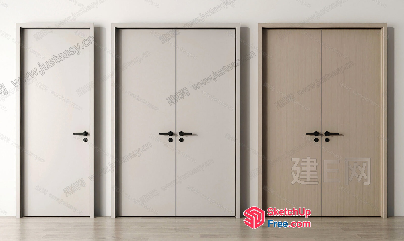 Four Doors In A Row 3D SketchUp File