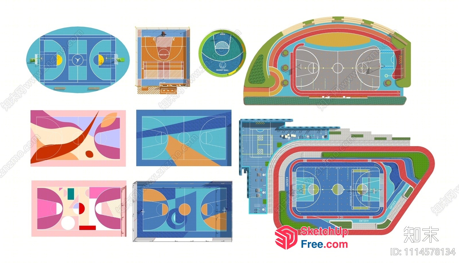 Colorful Sports Court Designs 3D SketchUp File