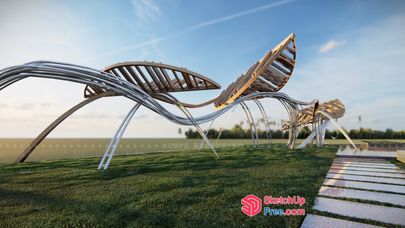 Modern Sculpture Garden Installation 3D SketchUp File