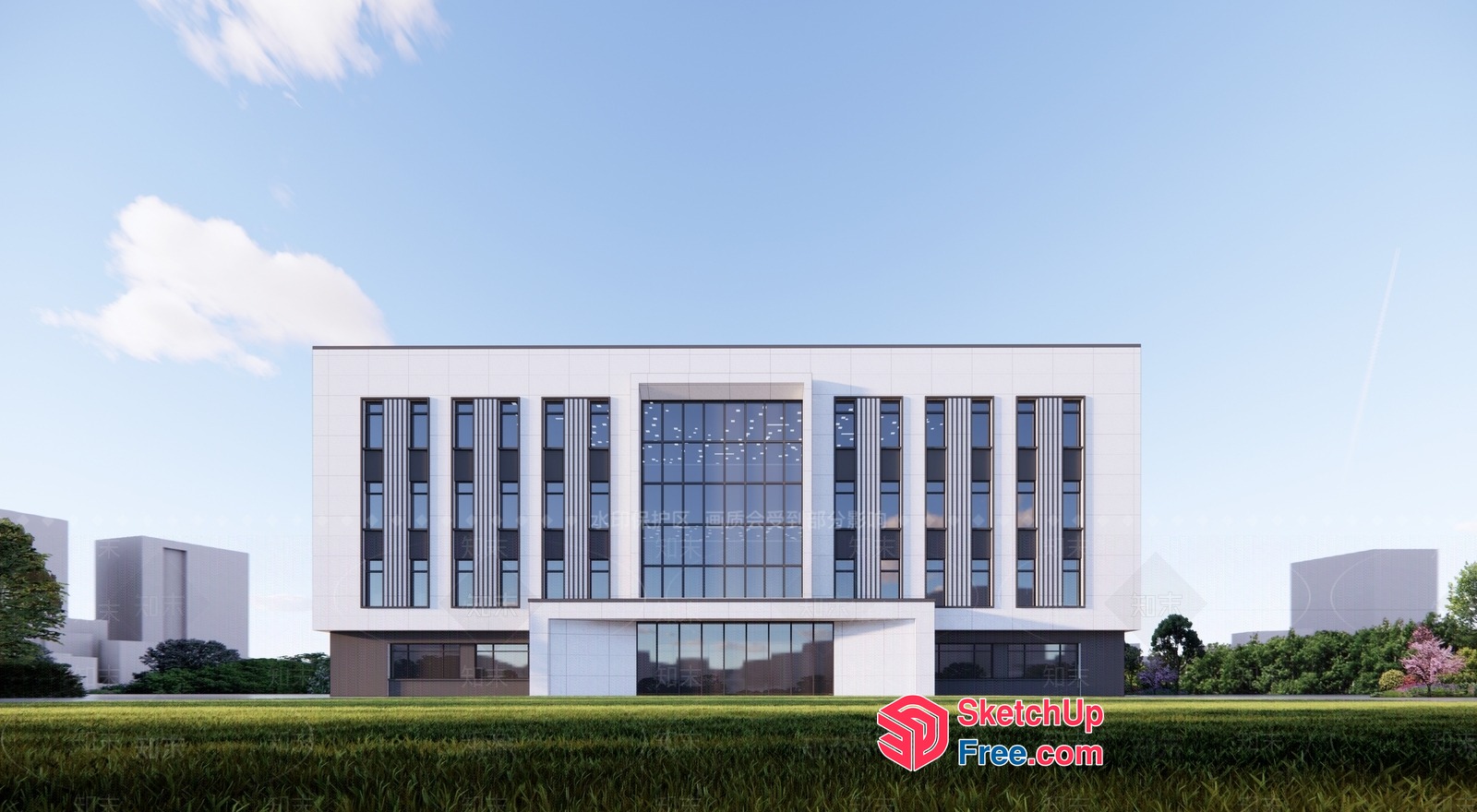 Modern Commercial Building Exterior 3D SketchUp File