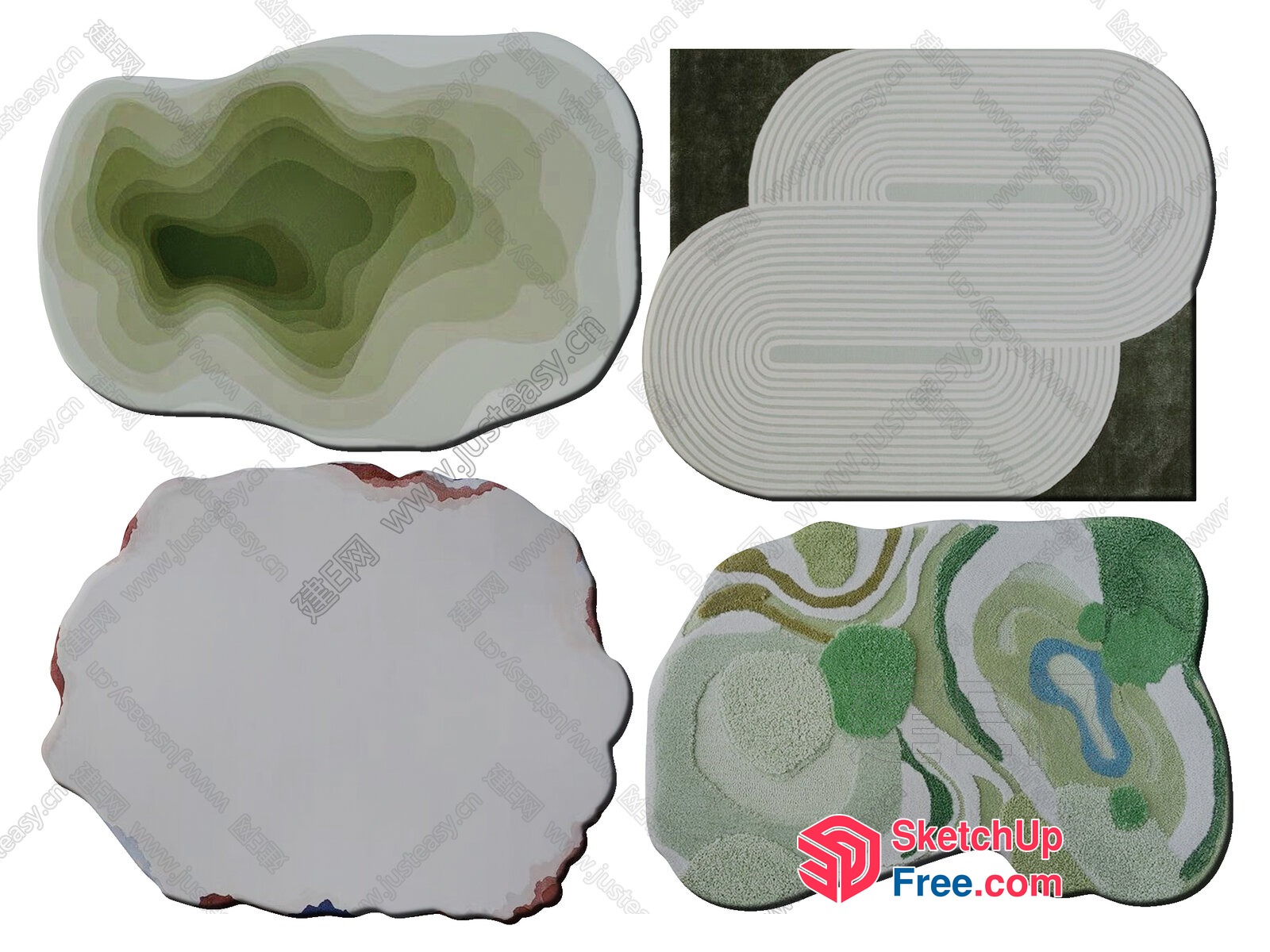 Abstract Geometric Rug Designs 3D SketchUp File