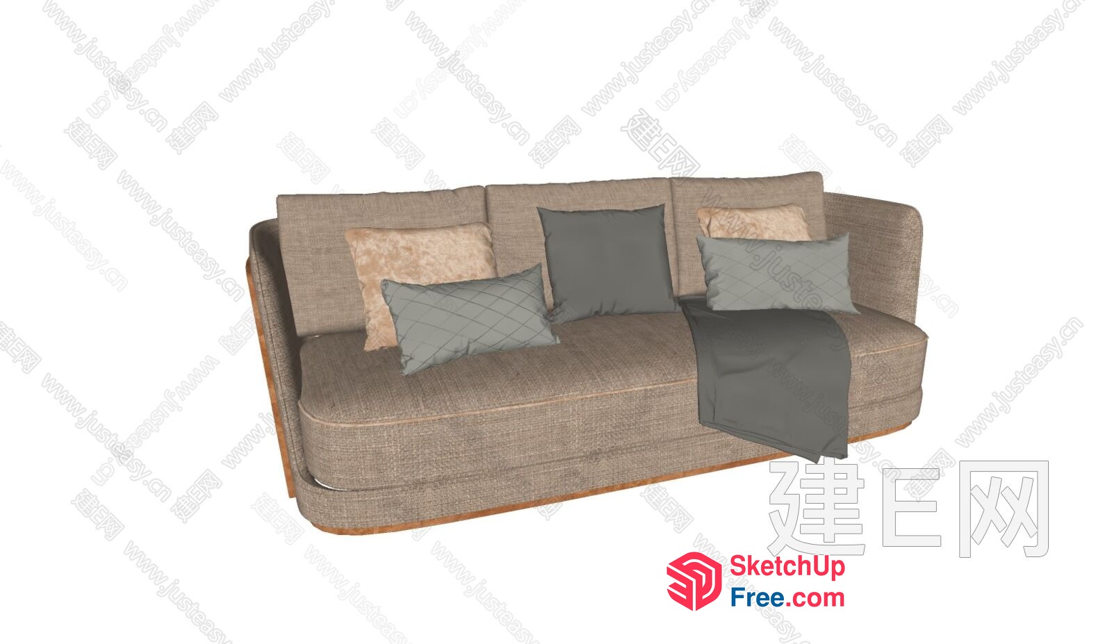 Modern Sofa With Pillows And Throw Blanket 3D SketchUp File