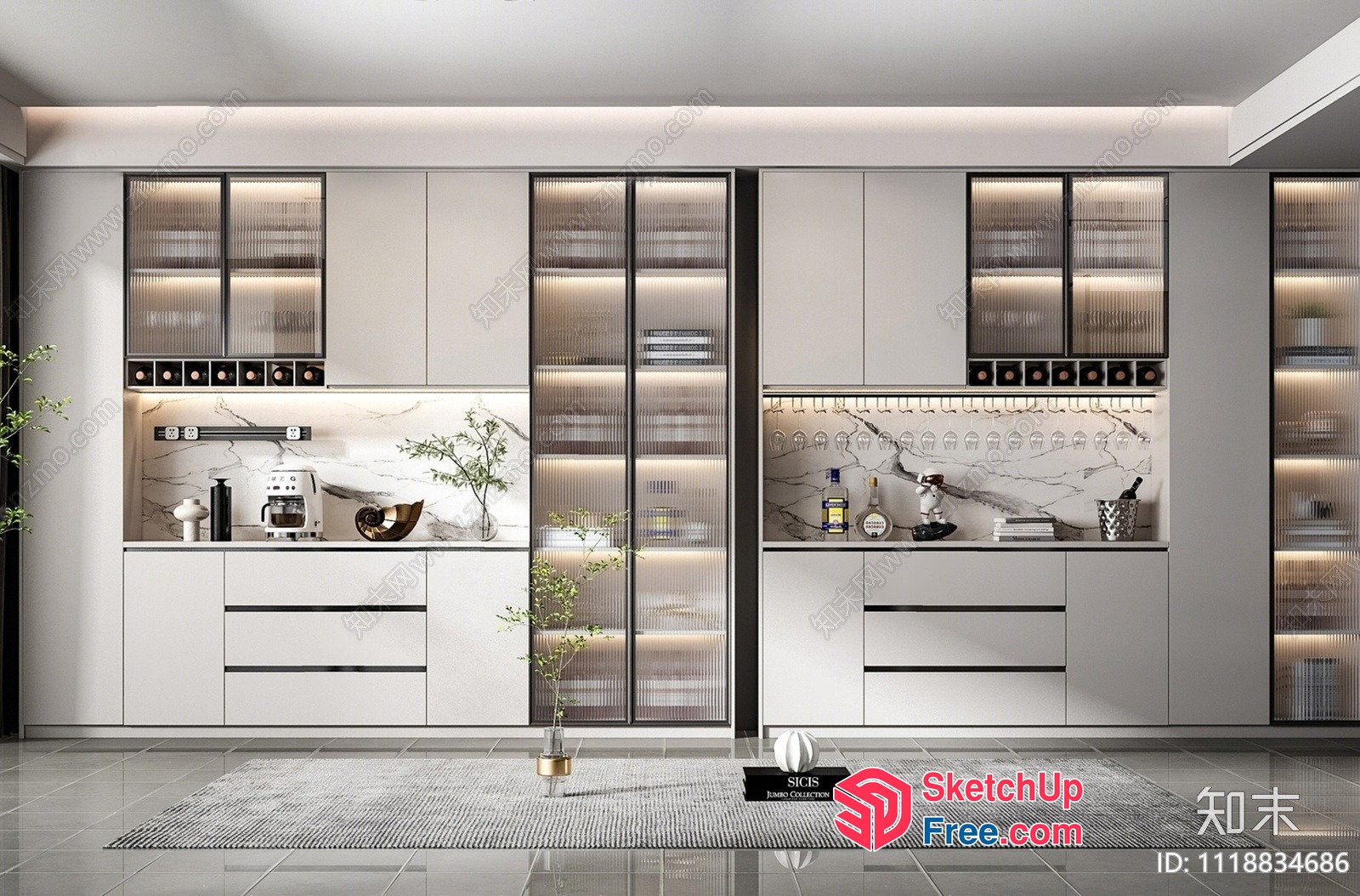 Modern Minimalist Kitchen Design With Sleek Cabinets And Lighting 3D SketchUp File