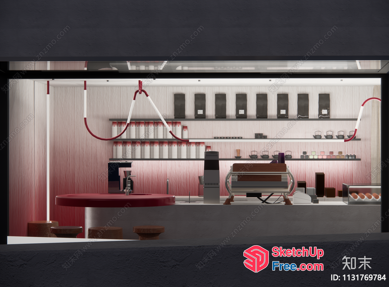 Japanese-Style Coffee Shop Interior 3D SketchUp File