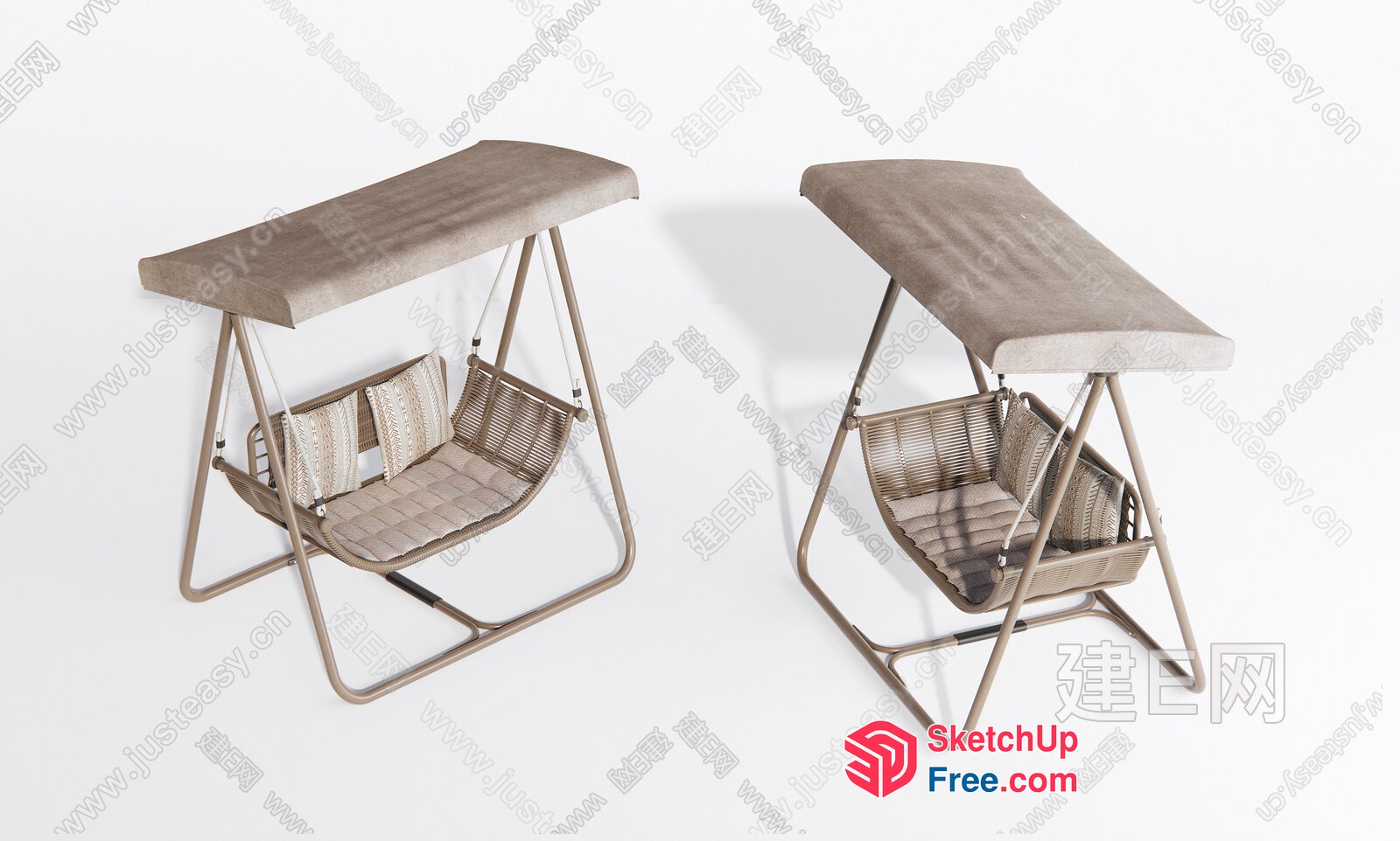 Hanging Swing Chair With Cushion And Pillows 3D SketchUp File
