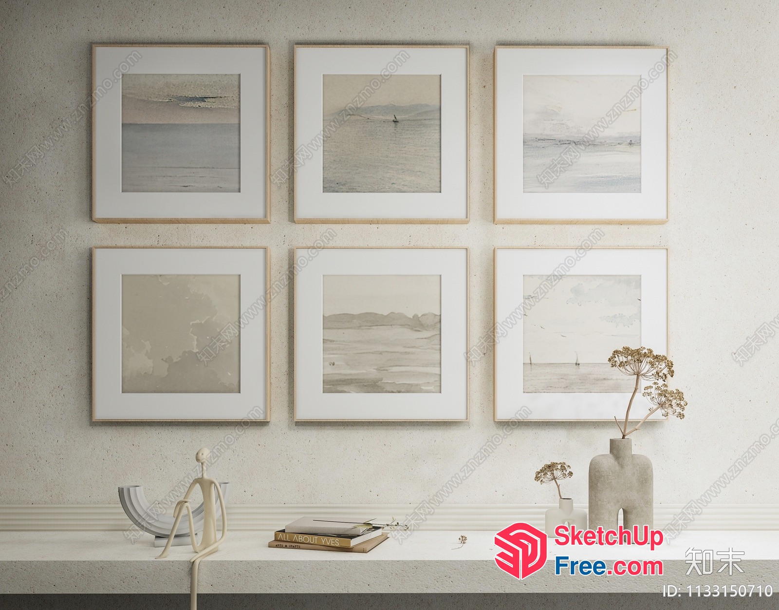 Minimalist Beach Landscape Artwork Collection 3D SketchUp File