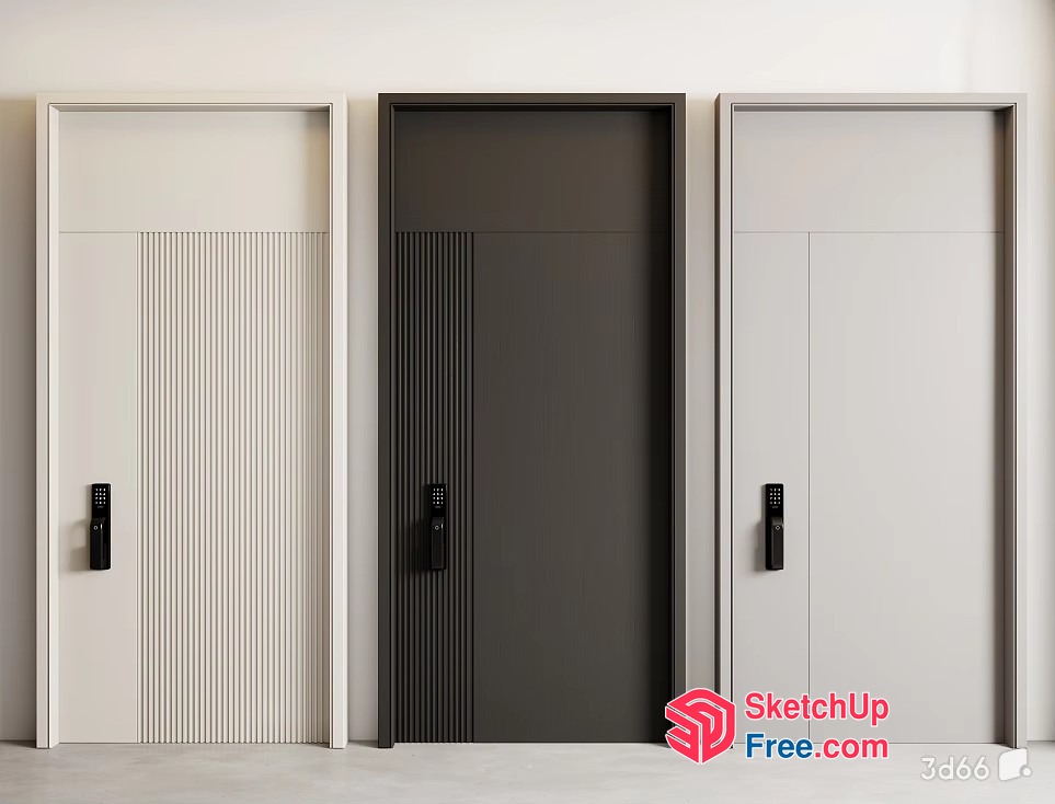 Modern Elevator Doors With Sleek Handles 3D SketchUp File