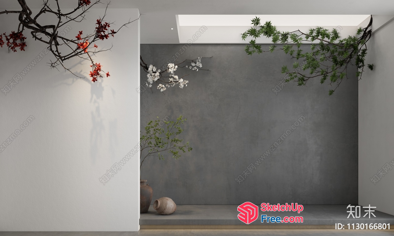 Elegant And Serene Interior Space With Natural Elements 3D SketchUp File