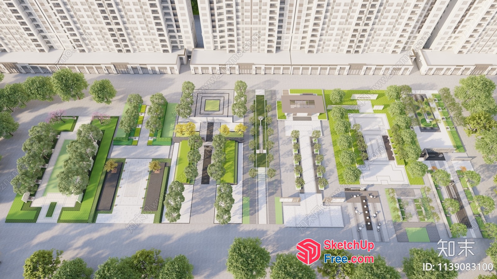 Modern Apartment Building With Lush Green Courtyards 3D SketchUp File