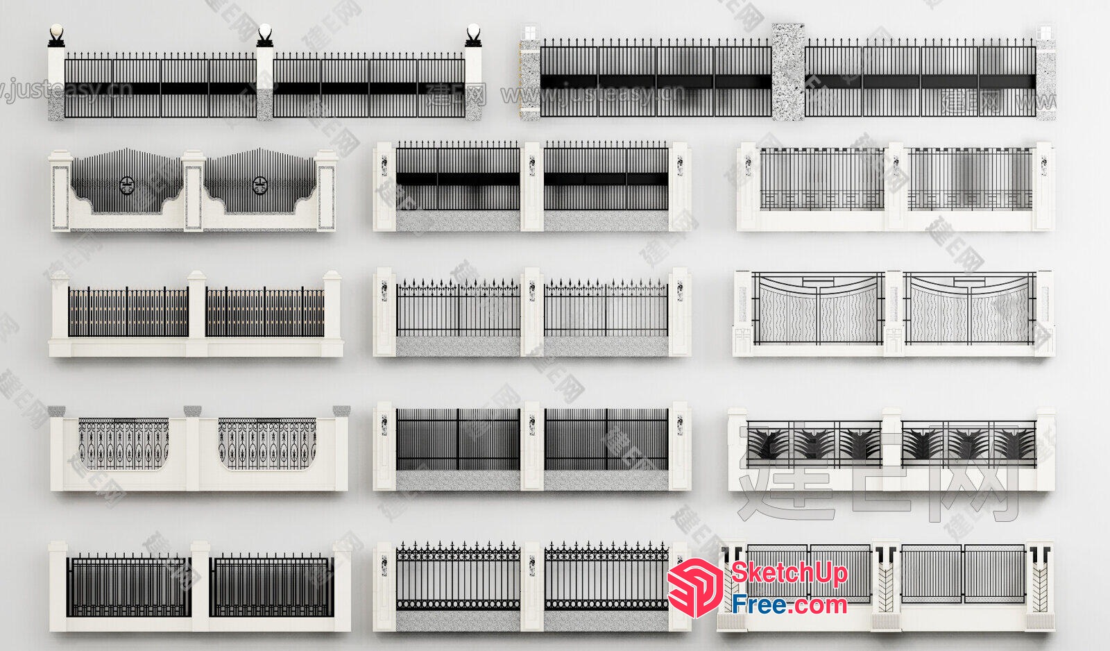 Exterior Decorative Fence Collection 3D SketchUp File