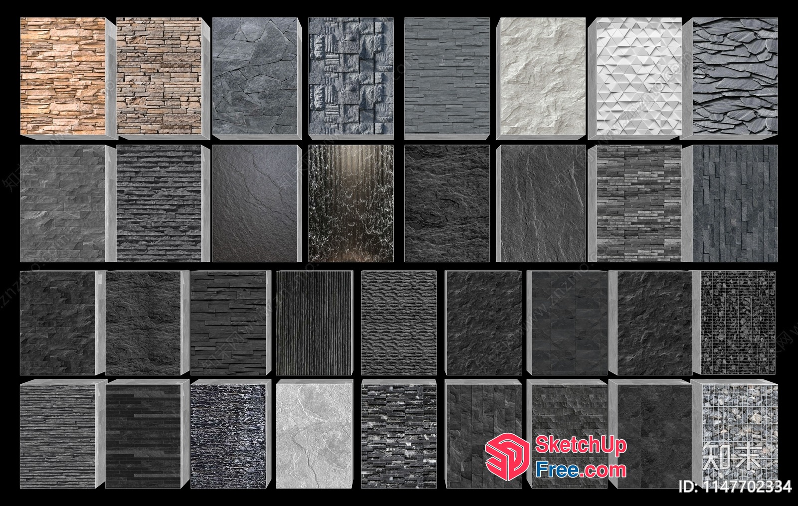 Various Stone Wall Textures 3D SketchUp File