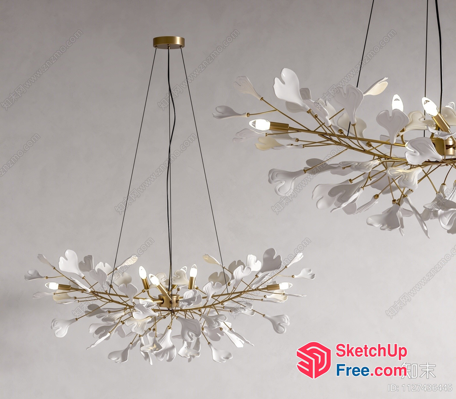 White Flower Chandelier 3D SketchUp File